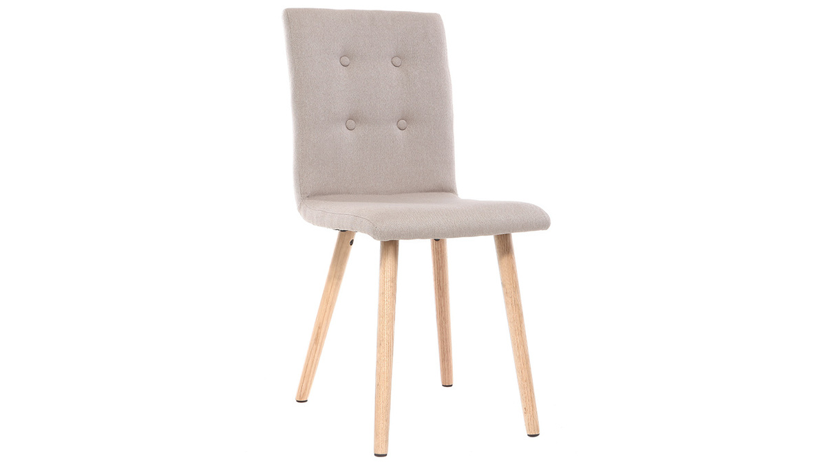 Chaise design en tissu naturel et bois clair massif (lot de 2) HORTA