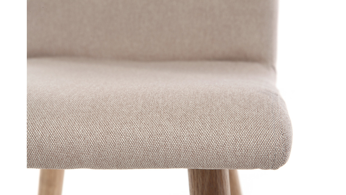 Chaise design en tissu naturel et bois clair massif (lot de 2) HORTA