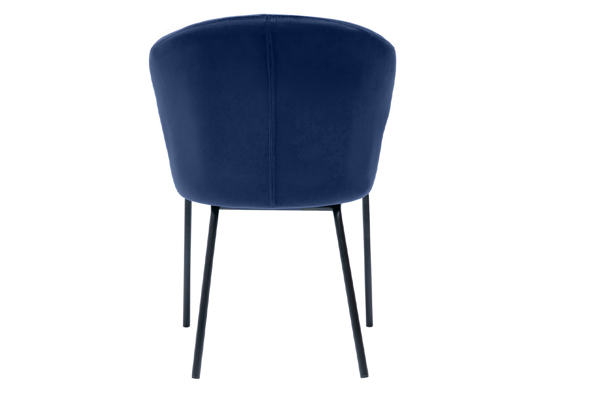 Chaise design en tissu velours bleu fonc et mtal noir REQUIEM