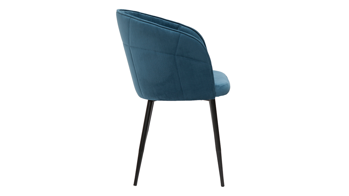 Chaise design en tissu velours bleu ptrole et mtal noir JOLLY