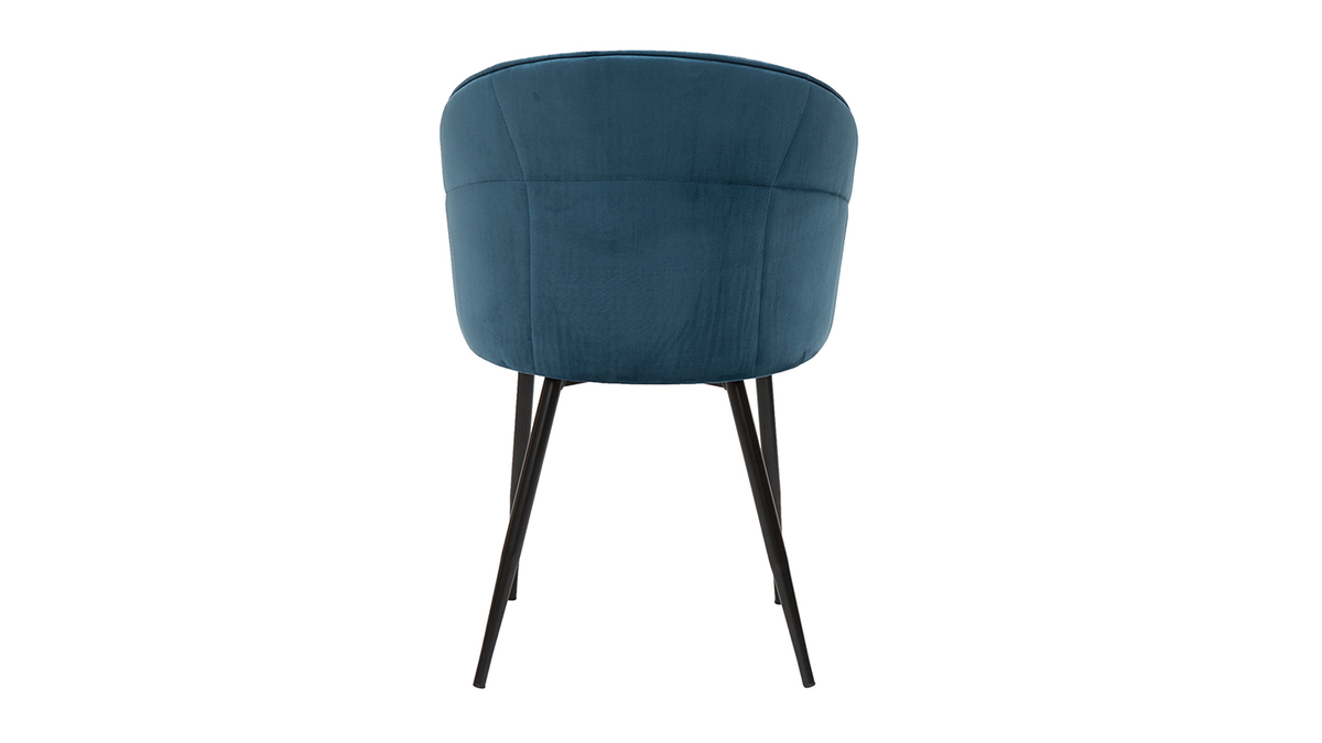 Chaise design en tissu velours bleu ptrole et mtal noir JOLLY