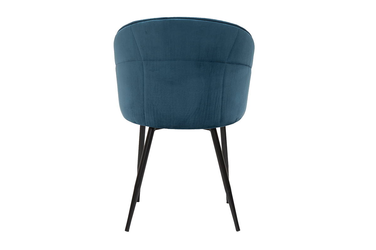 Chaise design en tissu velours bleu ptrole et mtal noir JOLLY