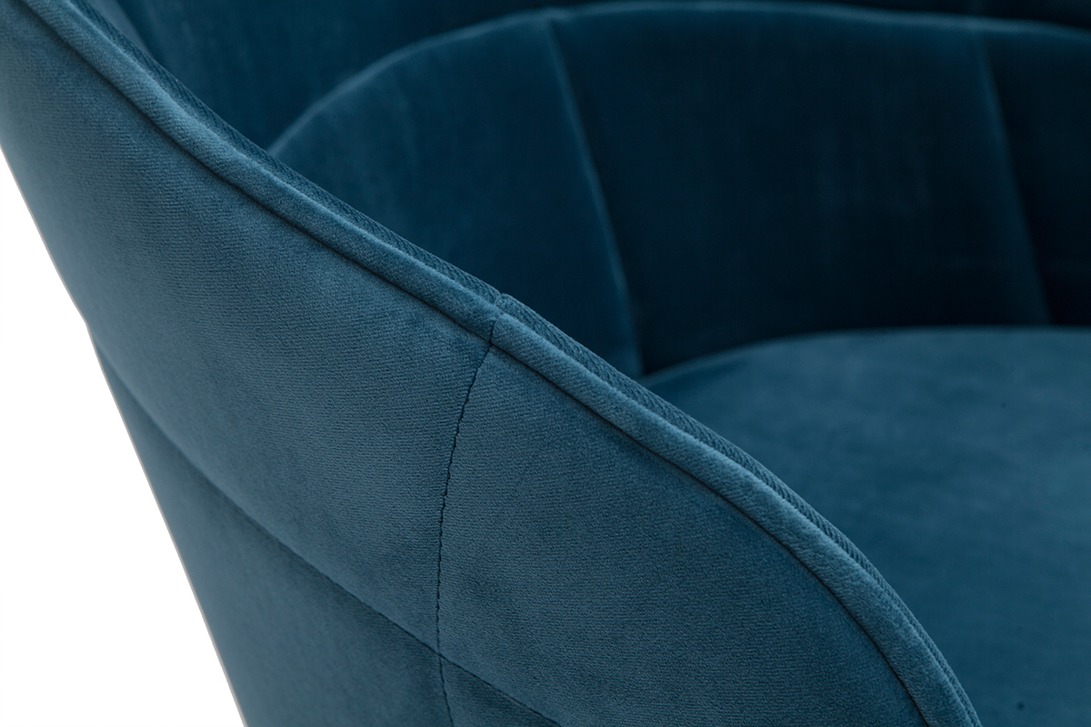 Chaise design en tissu velours bleu ptrole et mtal noir JOLLY