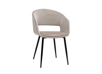 Chaise design en tissu velours taupe et métal noir PRISMA