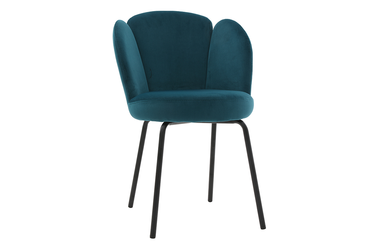 Chaise design en velours bleu ptrole FLOS