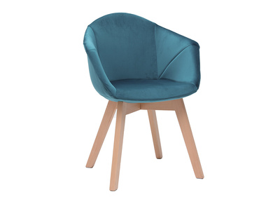 Chaise design en velours bleu p&eacute;trole TAYA