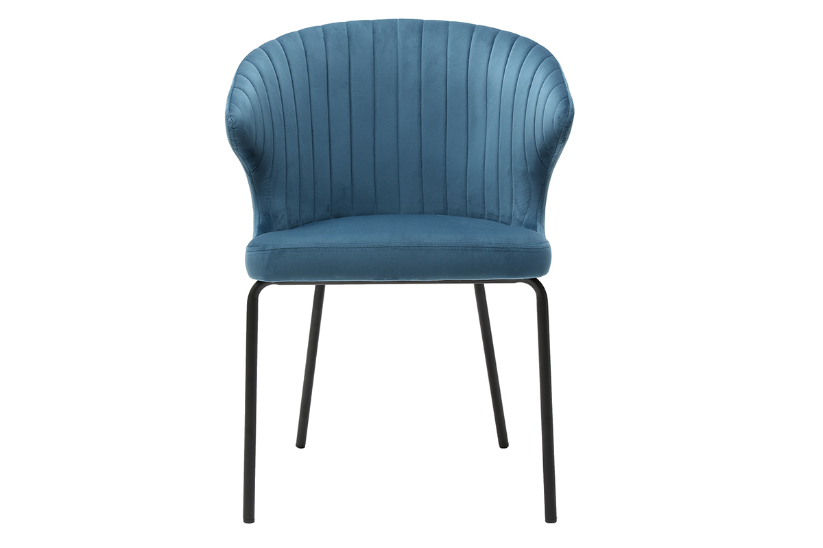 Chaise design en velours bleu REQUIEM