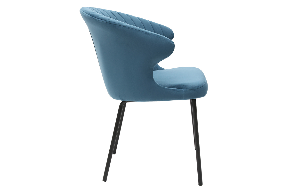 Chaise design en velours bleu REQUIEM