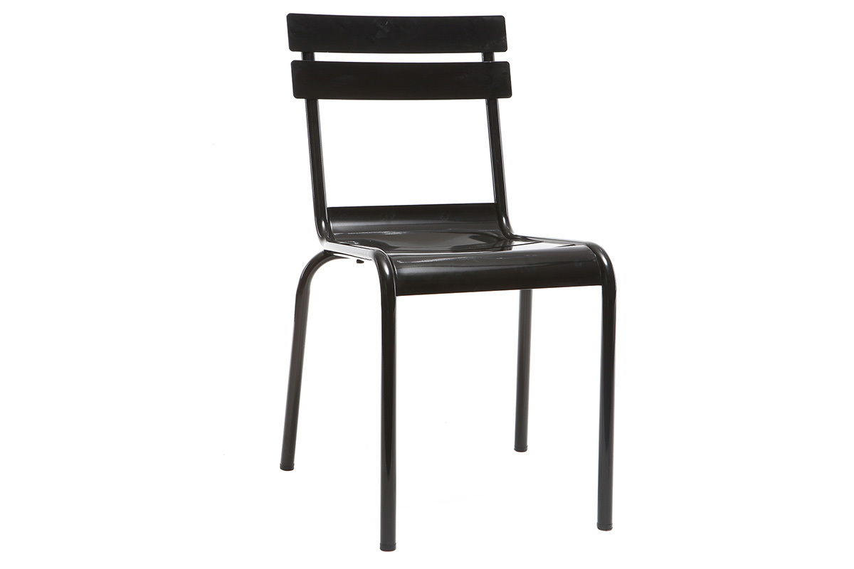 Chaise design m�tal noire (lot de 2) SHERMAN