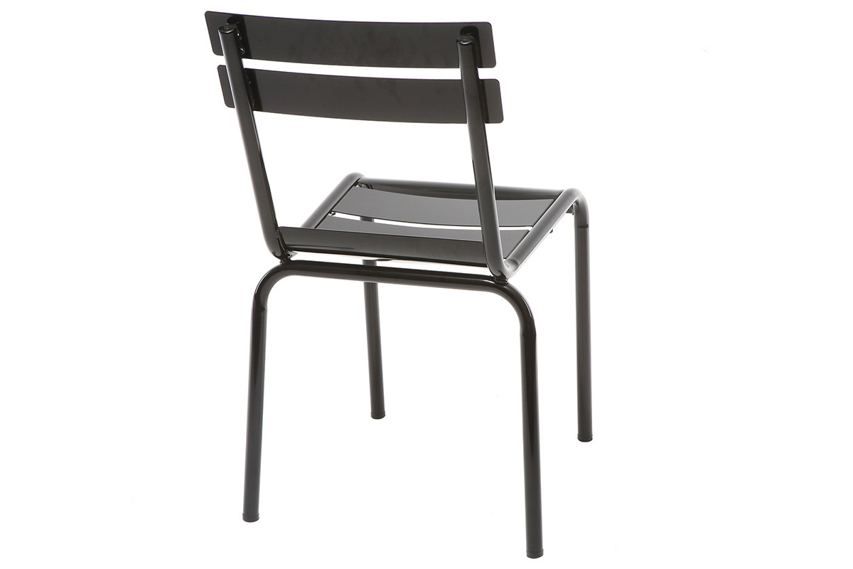 Chaise design m�tal noire (lot de 2) SHERMAN