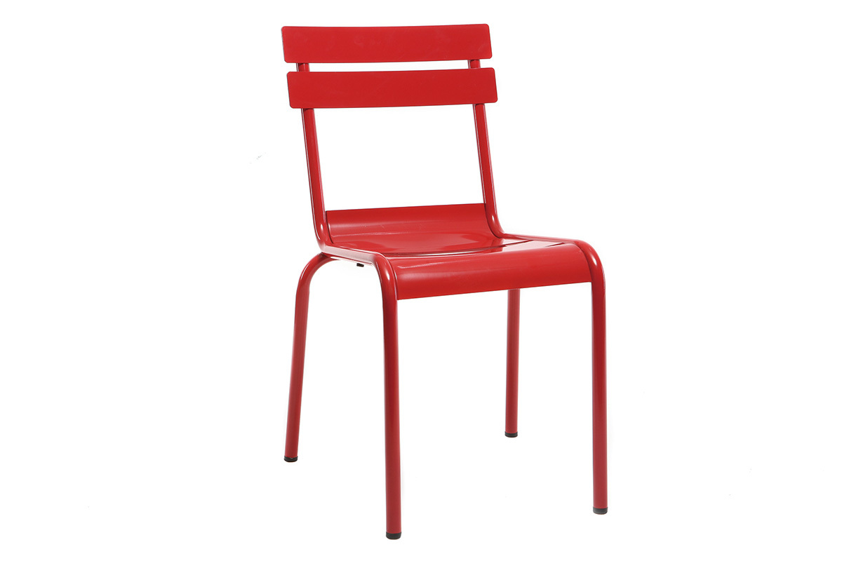Chaise design m�tal rouge (lot de 2) SHERMAN