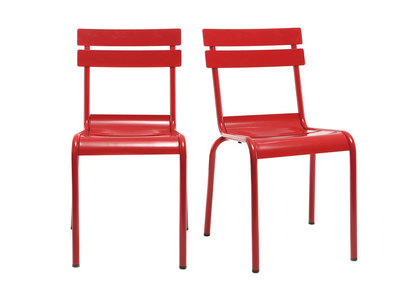 Chaise design m&eacute;tal rouge (lot de 2) SHERMAN