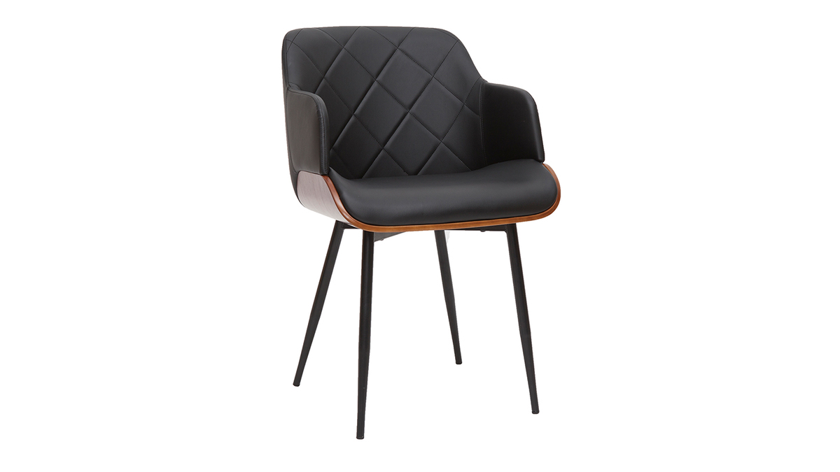 Chaise design noir, bois fonc et mtal LUCIEN