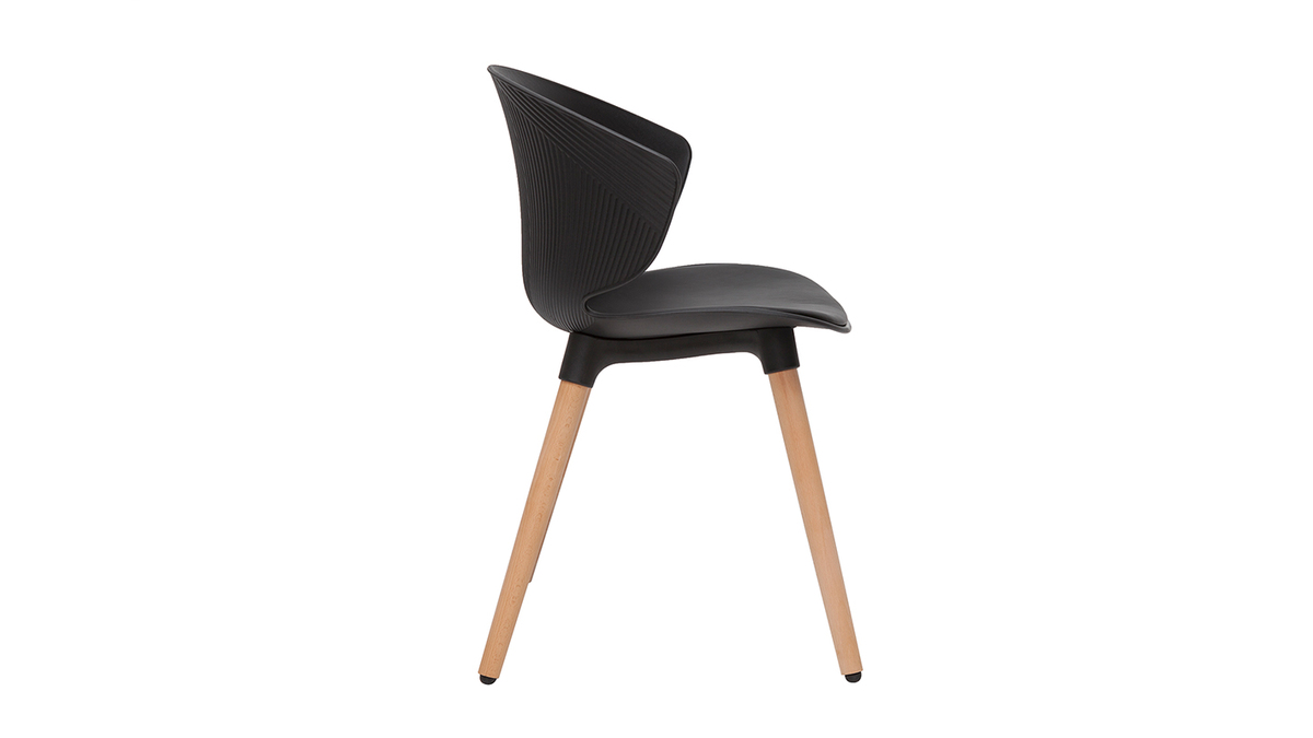 Chaise design noir et bois clair massif WING