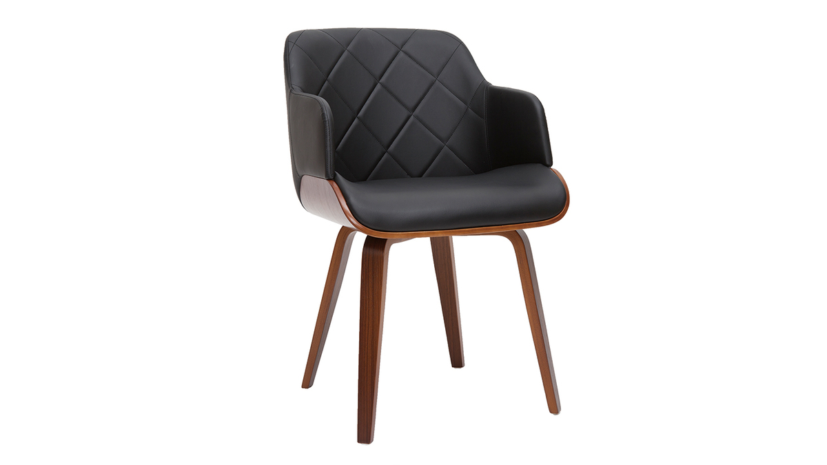 Chaise design noir et bois fonc LUCIEN