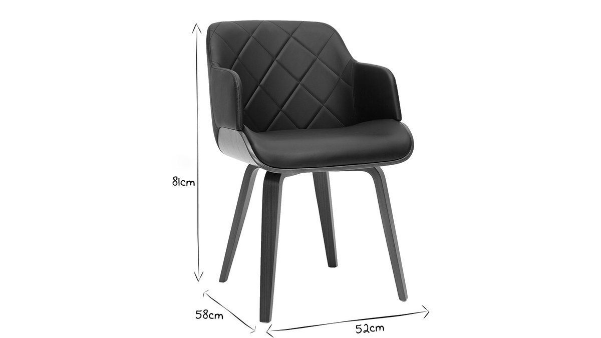 Chaise design noir et bois fonc LUCIEN