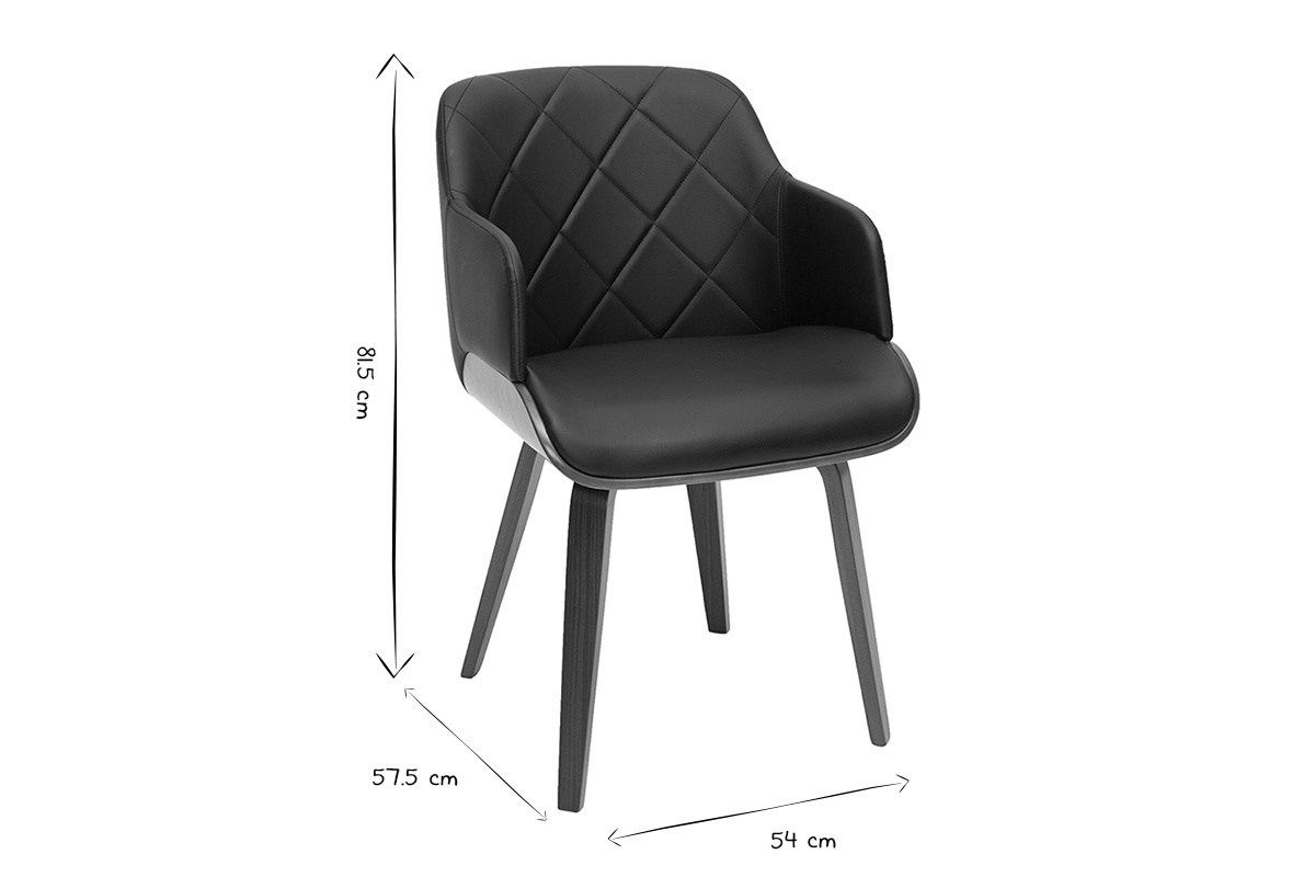 Chaise design noir et bois fonc LUCIEN