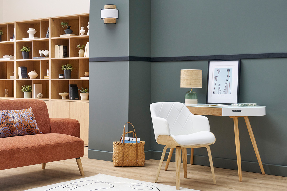 Chaise design noir et bois fonc LUCIEN