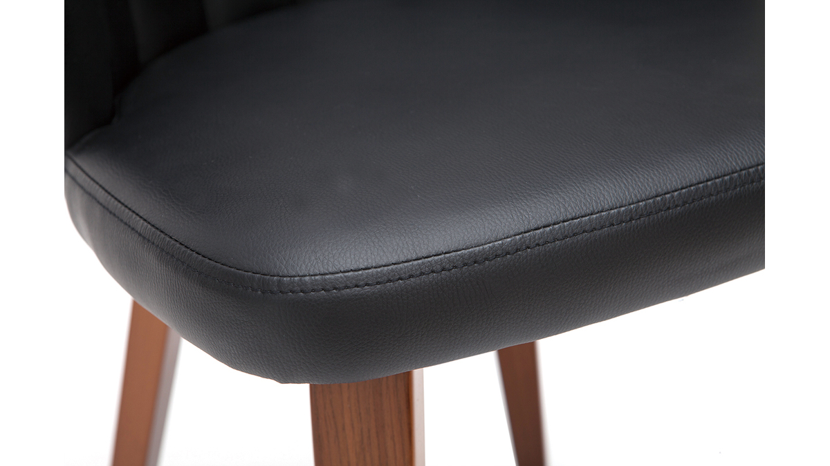 Chaise design noir et bois fonc noyer ALBIN