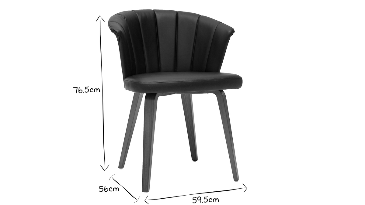 Chaise design noir et bois fonc noyer ALBIN