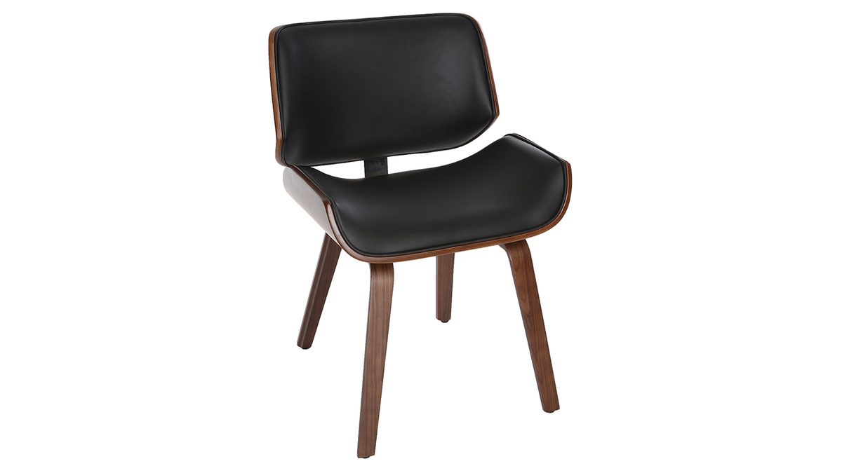 Chaise design noir et bois fonc RUBBENS
