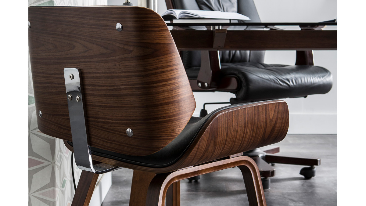 Chaise design noir et bois fonc RUBBENS