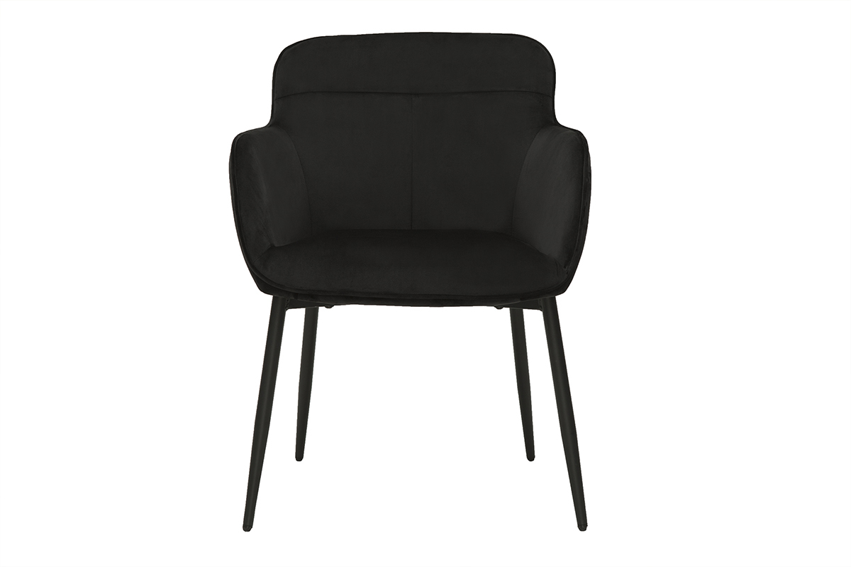 Chaise design noire en tissu velours et mtal FRIDA