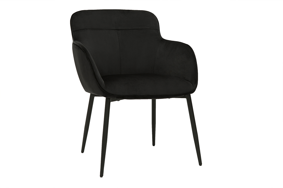 Chaise design noire en tissu velours et mtal FRIDA