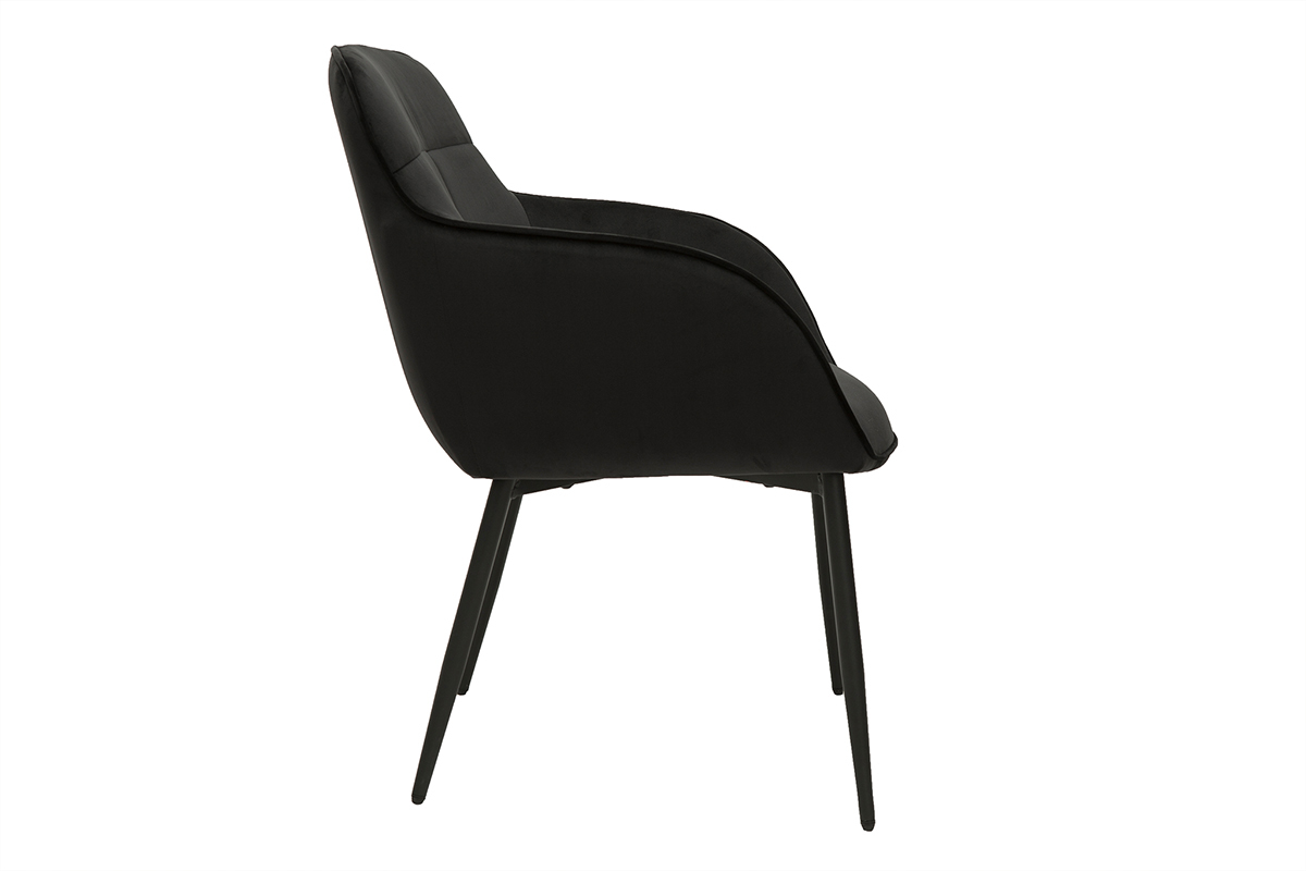 Chaise design noire en tissu velours et mtal FRIDA