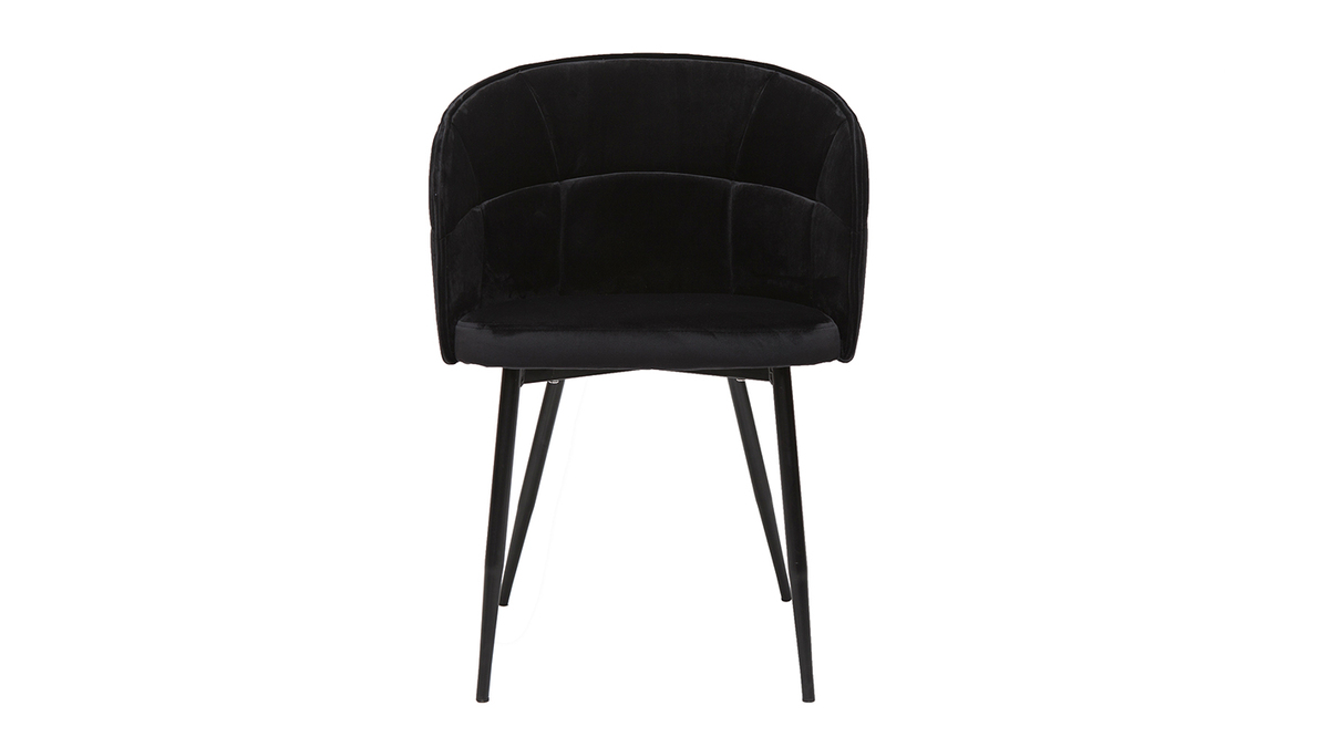 Chaise design noire en tissu velours et mtal JOLLY