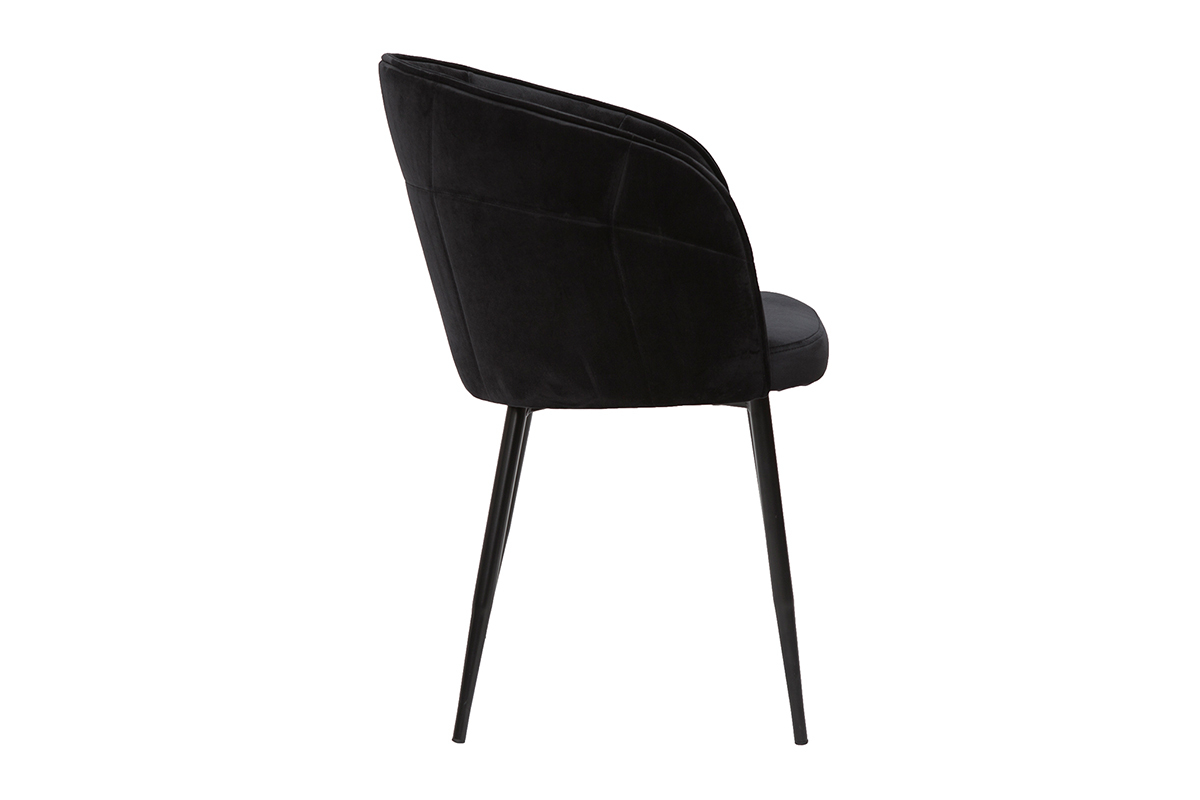 Chaise design noire en tissu velours et mtal JOLLY