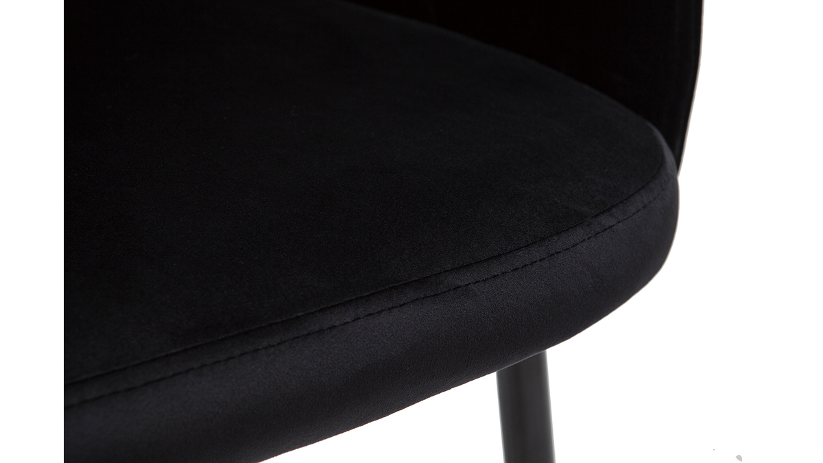 Chaise design noire en tissu velours et mtal JOLLY