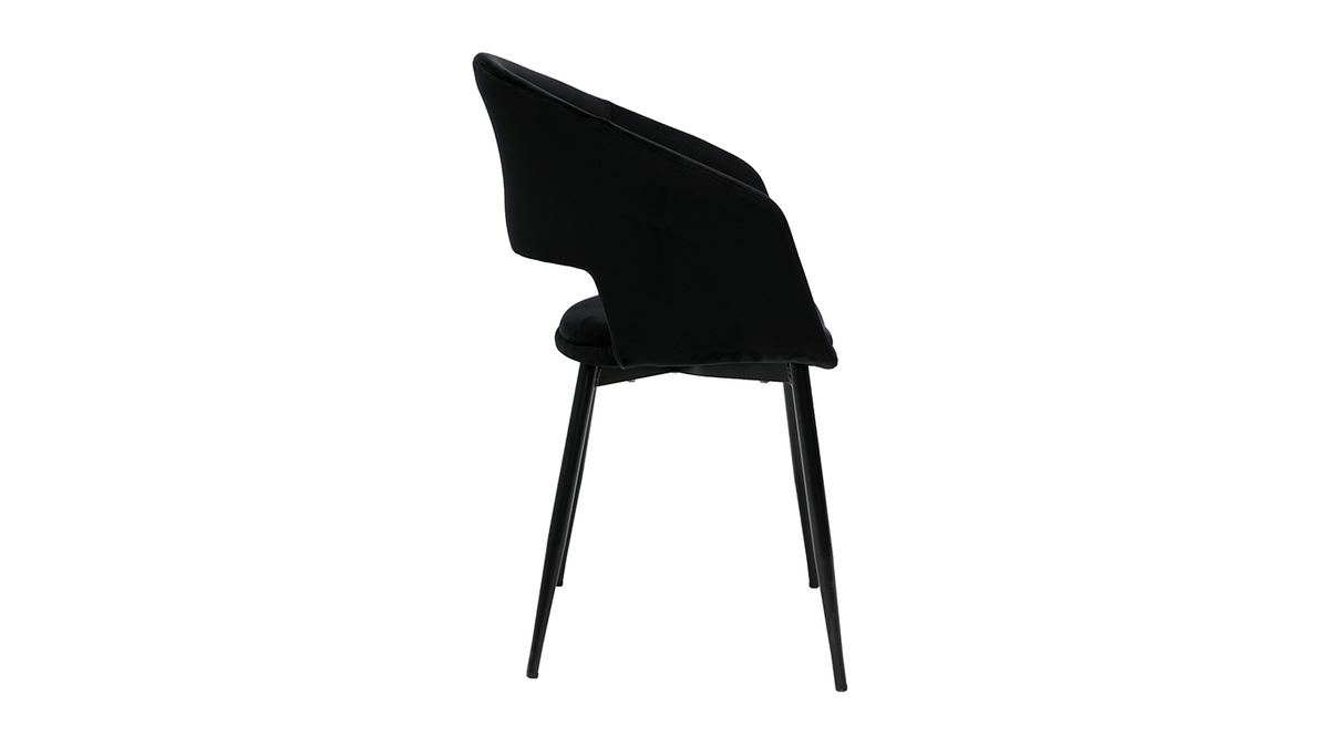 Chaise design noire en tissu velours et mtal PRISMA