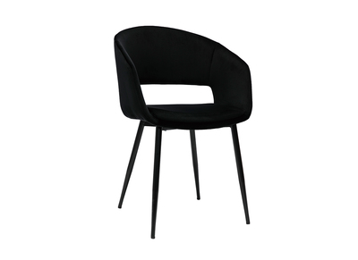 Chaise design noire en tissu velours et métal PRISMA