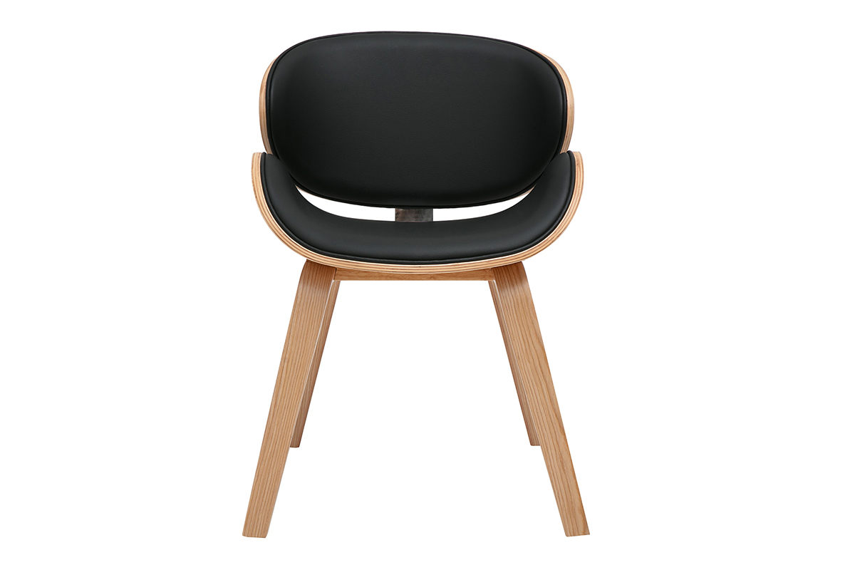 Chaise design noire et bois clair WALNUT