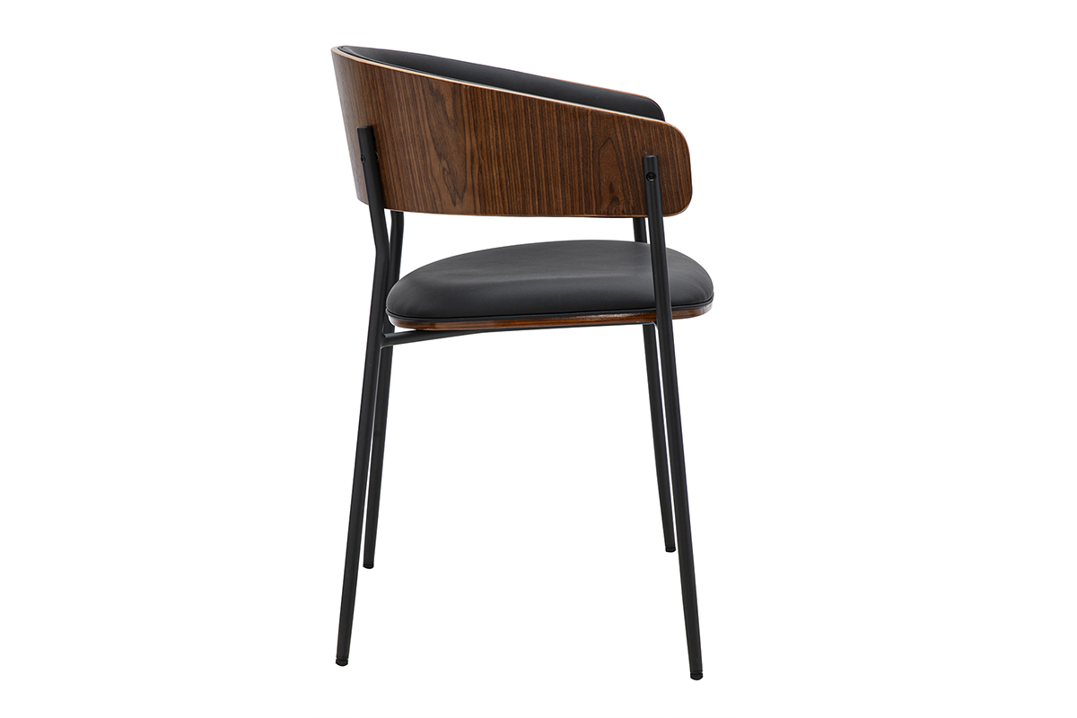 Chaise design noire et bois fonc� noyer DANTE