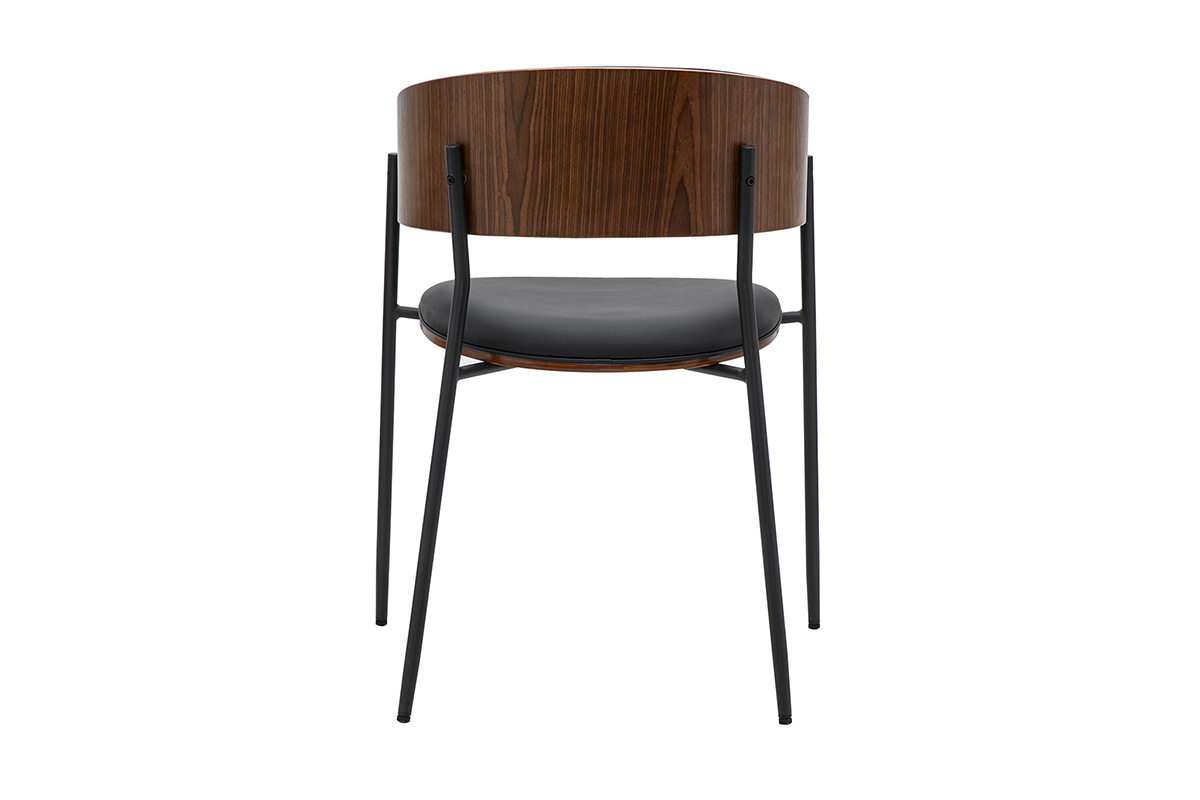 Chaise design noire et bois fonc� noyer DANTE