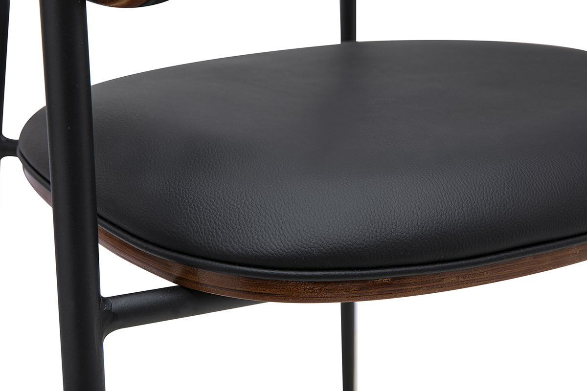 Chaise design noire et bois fonc� noyer DANTE