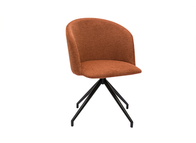 Chaise design pivotante 360° en tissu effet velours texturé terre brulée et métal noir VANITY