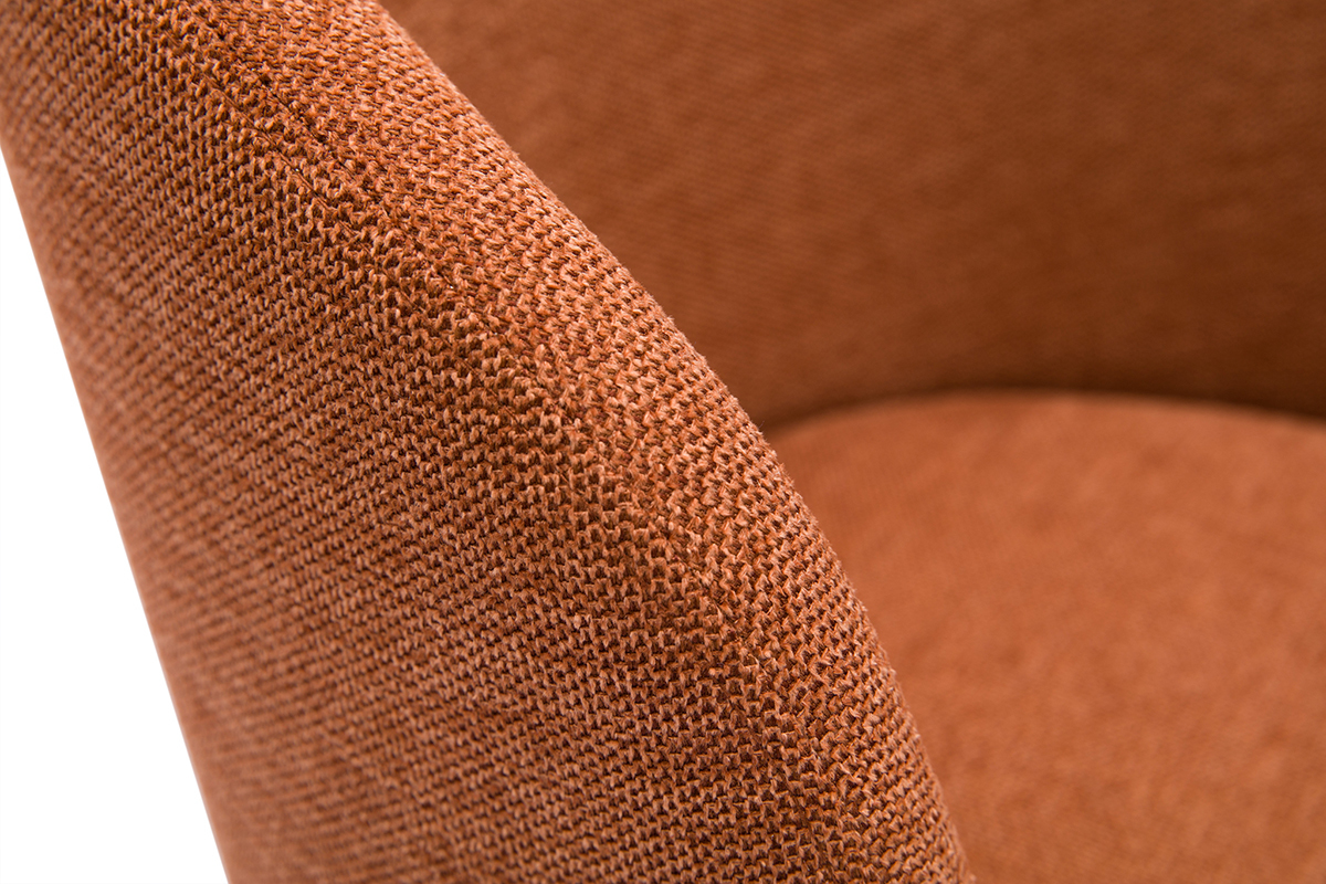 Chaise design pivotante 360� en tissu effet velours textur� terre brul�e et m�tal noir VANITY