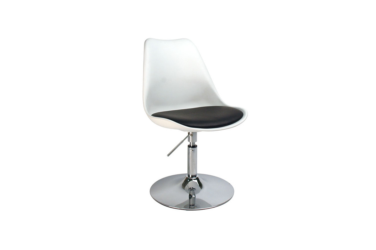 Chaise design pivotante blanche avec assise noire STEEVY