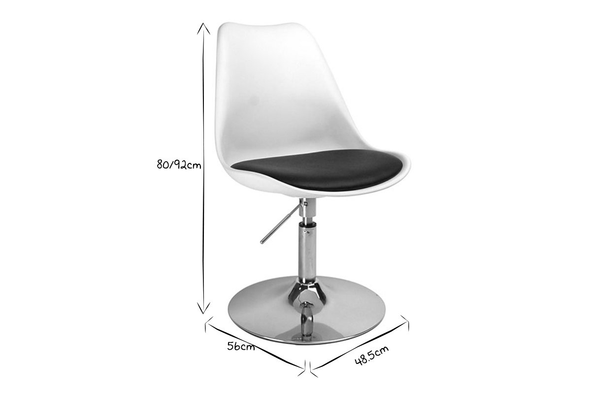 Chaise design pivotante blanche avec assise noire STEEVY