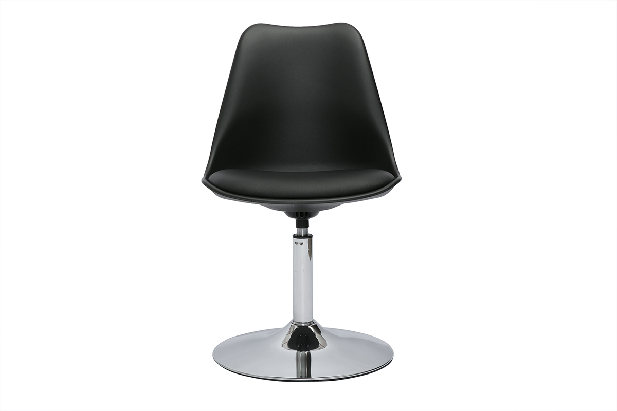 Chaise design pivotante noire et mtal chrom STEEVY V2