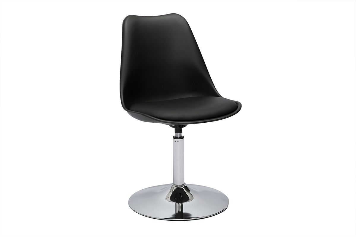 Chaise design pivotante noire et mtal chrom STEEVY V2