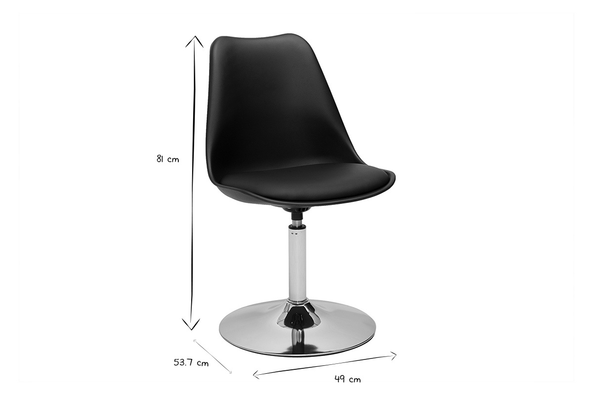 Chaise design pivotante noire et mtal chrom STEEVY V2