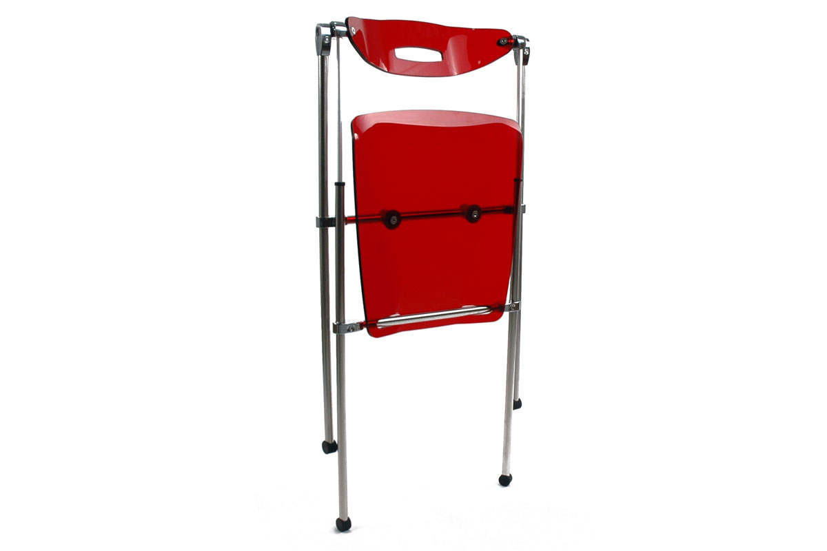 Chaise design plexiglas rouge pliante - lot de 4 JULIE