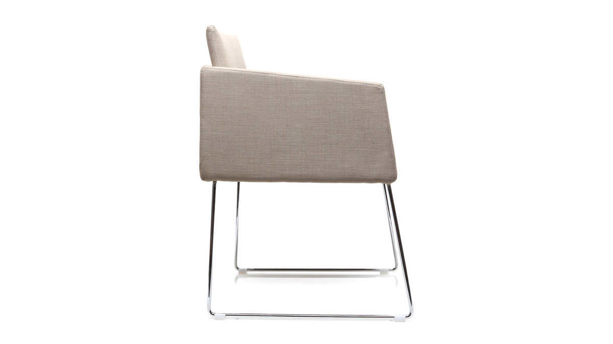Chaise design polyester naturel et acier chrom NEORA