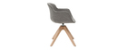 Chaise design tissu effet velours gris et bois AARON