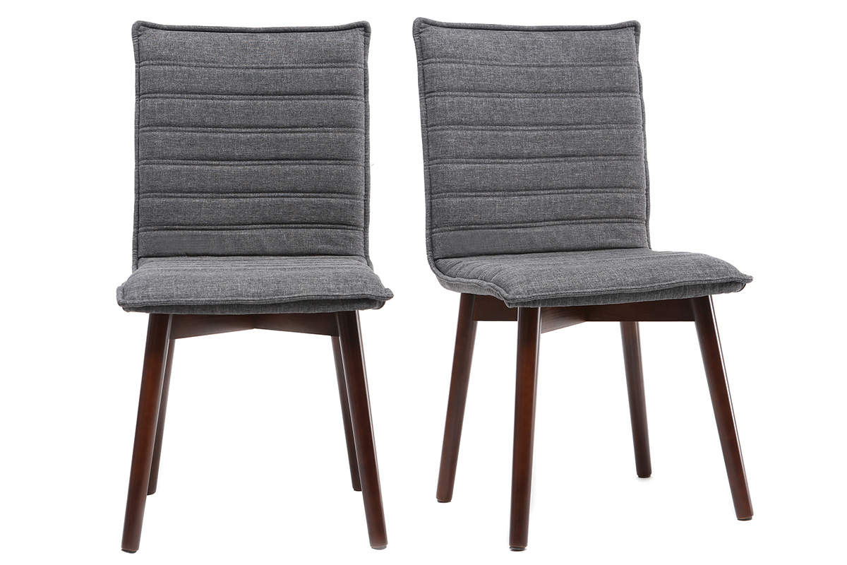 Chaise design tissu gris anthracite pieds bois fonc� (lot de 2) IZAL