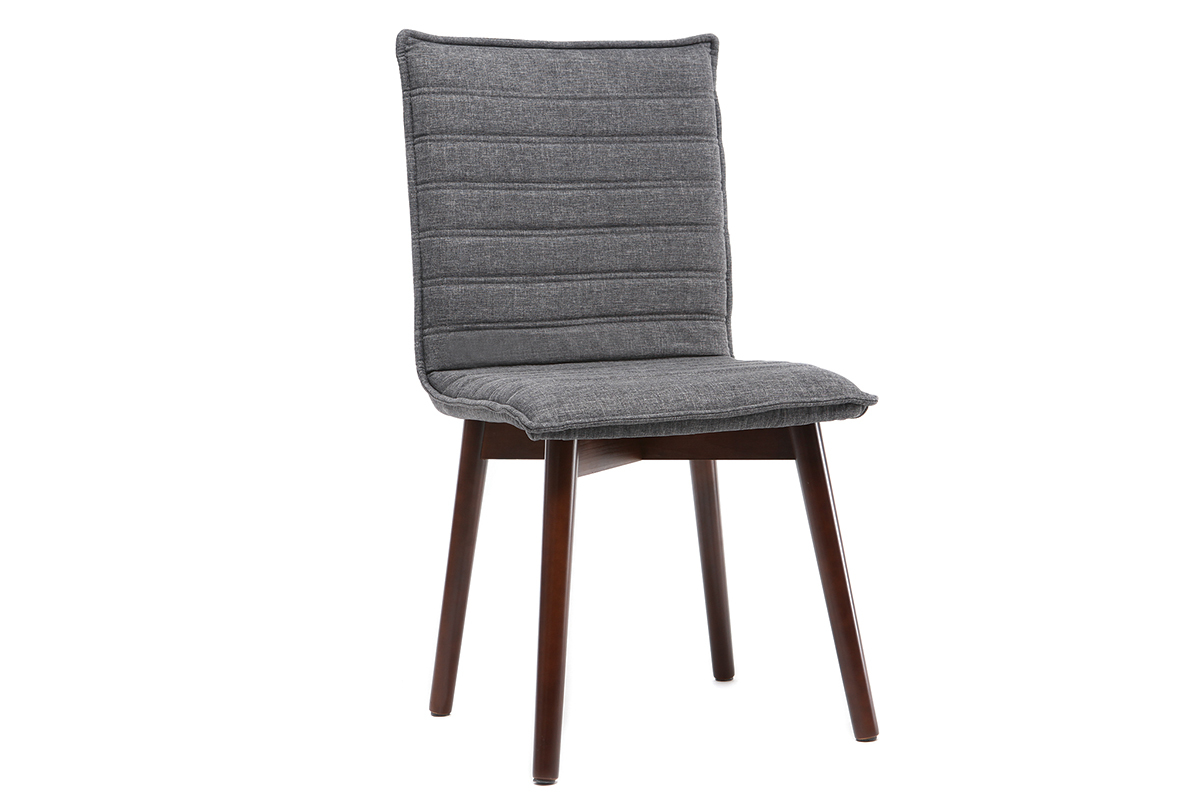 Chaise design tissu gris anthracite pieds bois fonc� (lot de 2) IZAL